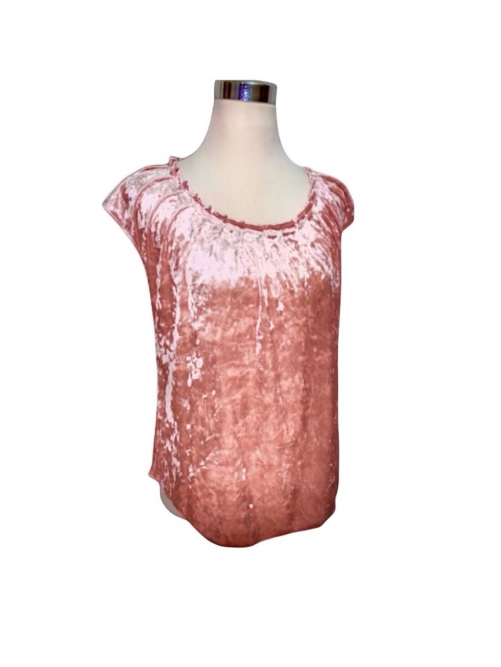LC Lauren Conrad Salmon Crushed Velvet Top